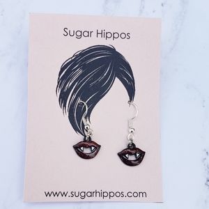 Vampire Red Lips Fang Earrings, spooky halloween